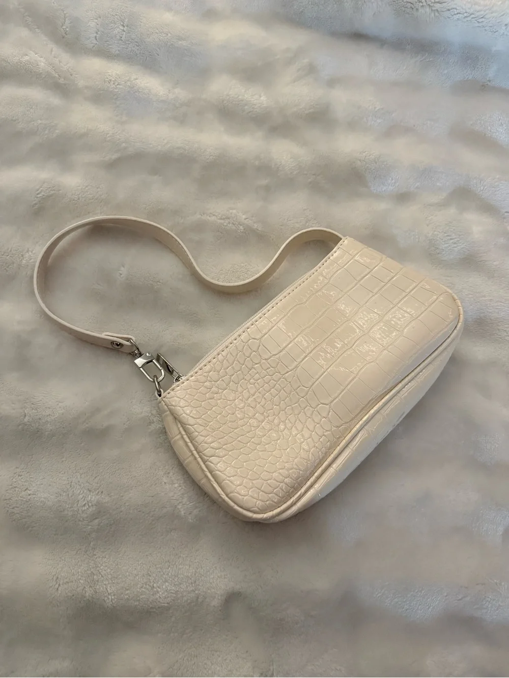 🤍 Vintage Y2K White/Cream Croc Mini Shoulder Bag 🤍